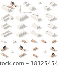 Living room low poly isometric icon set 38325454