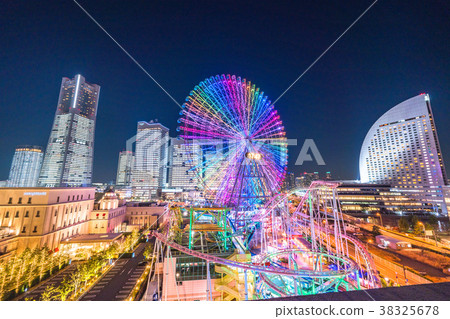 "Kanagawa Prefecture" Yokohama Minatomirai, whole building light up night view "Kanagawa Prefecture" Yokohama Minatomirai, whole building light up night view 38325678
