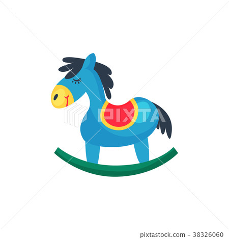 Icon of blue plastic rocking horse. Little pony Icon of blue plastic rocking horse. Little pony 38326060