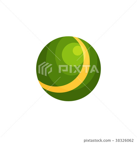 Bright green ball with yellow stripe. Inflatable Bright green ball with yellow stripe. Inflatable 38326062