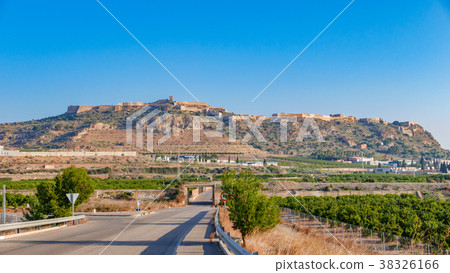 Sangunto castle on top of the hill and road Sangunto castle on top of the hill and road 38326166