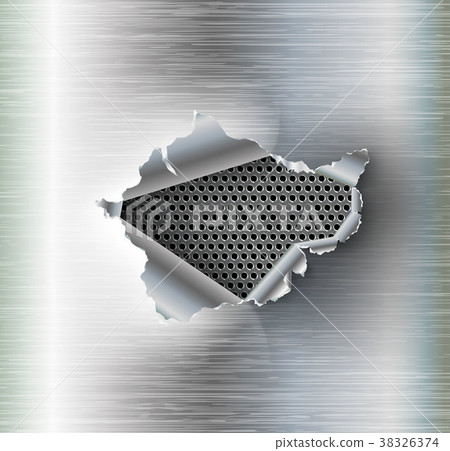 ragged Hole torn in ripped steel ragged Hole torn in ripped steel 38326374