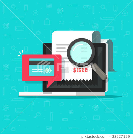 Online payment audit analyzing on computer vector Online payment audit analyzing on computer vector 38327139
