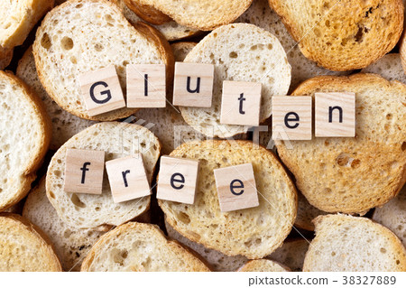 gluten free text on Background from round rusks gluten free text on Background from round rusks 38327889