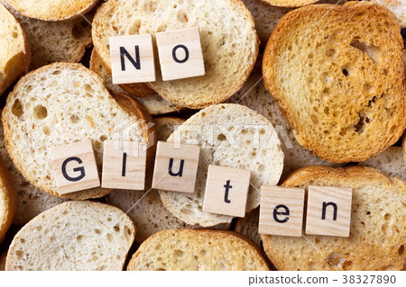 No gluten free text on Background from round rusks No gluten free text on Background from round rusks 38327890