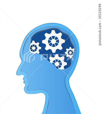 Human head with gears. 38329299