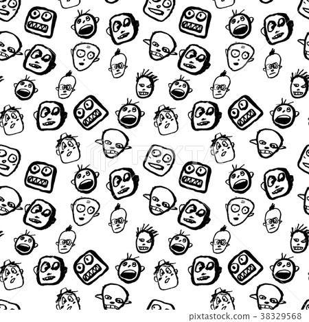 Doodles faces pattern Doodles faces pattern 38329568