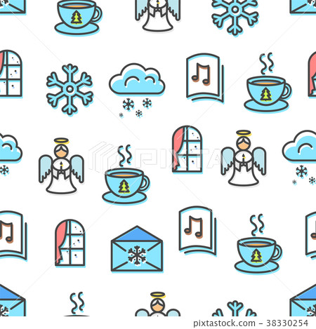 Christmas Pattern Blue Colors Vector Illustration 38330254