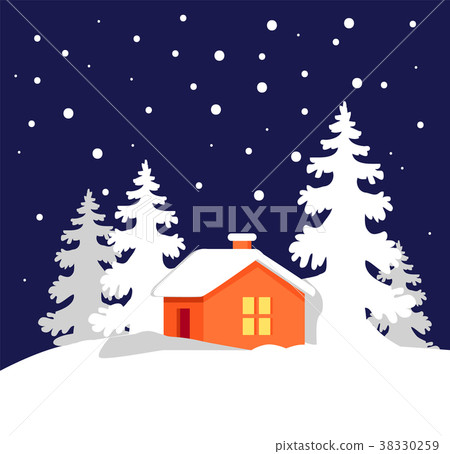 Orange House in Snowy Forest Vector Illustration Orange House in Snowy Forest Vector Illustration 38330259