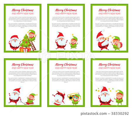 Merry Christmas and Happy New Year Set of Cards Merry Christmas and Happy New Year Set of Cards 38330292