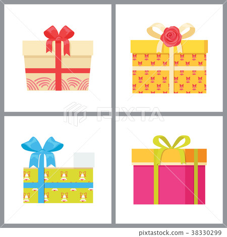 Set of Gift Boxes in Decorative Wrapping Vector Set of Gift Boxes in Decorative Wrapping Vector 38330299