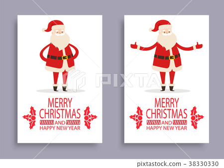 Happy New Year and Merry Xmas Poster with Santa 38330330