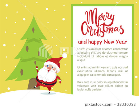 Merry Christmas Happy New Year Poster Santa Tree Merry Christmas Happy New Year Poster Santa Tree 38330358