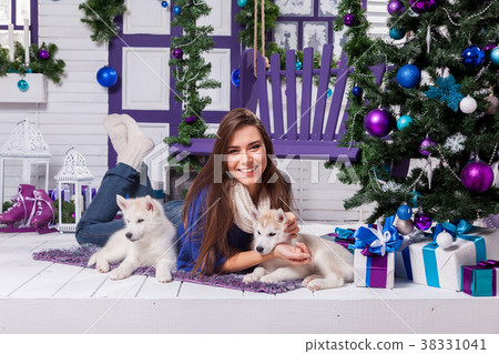 beautiful brunette lying on her stomach on the 38331041