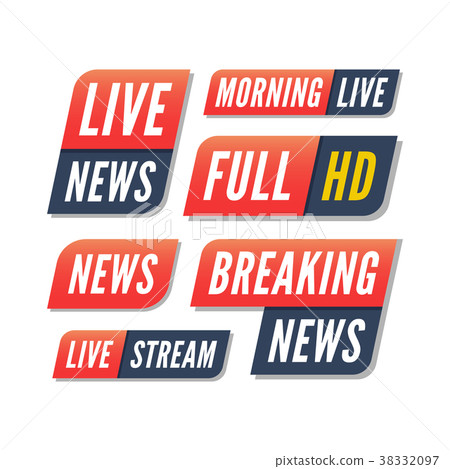 set of tv banners. breaking live news logos 38332097