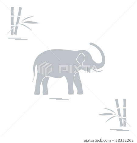 Stylized icon of elephant and bamboo 38332262