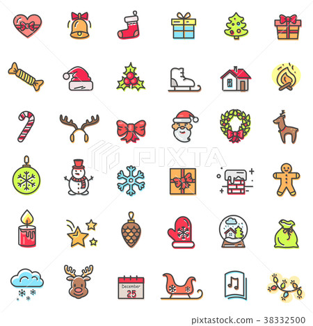 Christmas Theme Colorful Icons Vector Illustration 38332500