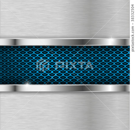 Metal background with blue perforation Metal background with blue perforation 38332504