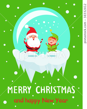 Postcard Merry Christmas Happy New Year Santa Elf Postcard Merry Christmas Happy New Year Santa Elf 38332812