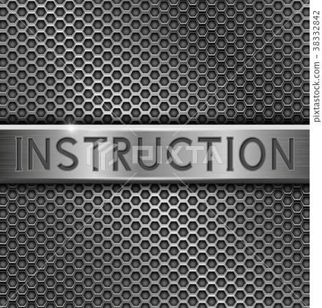 INSTRUCTION. Metal plate with inscription on INSTRUCTION. Metal plate with inscription on 38332842
