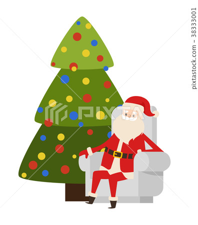 New Year Tree and Santa Claus Icon Vector Poster 38333001