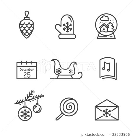 Christmas Icons Colorless Vector Illustration Christmas Icons Colorless Vector Illustration 38333506