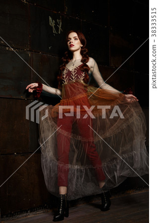 Beautiful girl in designer fashionable transparent Beautiful girl in designer fashionable transparent 38333515