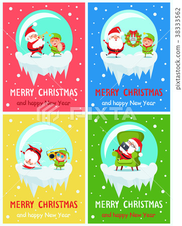 Merry Christmas Happy New Year Santa Elf Banners 38333562