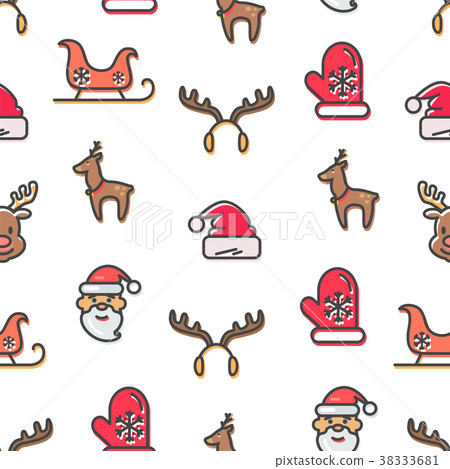 Christmas Theme Seamless Pattern Set of Symbols - Stock Illustration ...