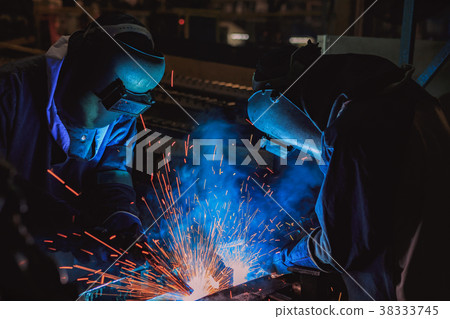 Industrial workers with protective mask  38333745