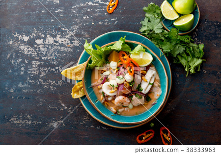 PERUVIAN CEVICHE SEBICHE. Peruvian seafood and 38333963