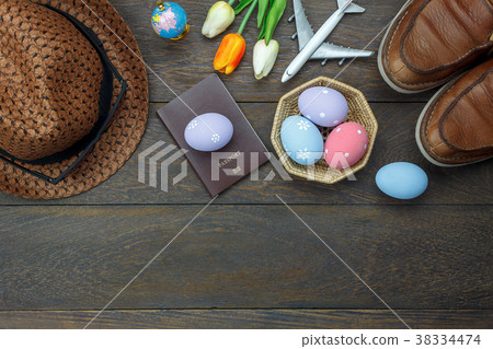 Table top view decoration Happy Easter Table top view decoration Happy Easter 38334474