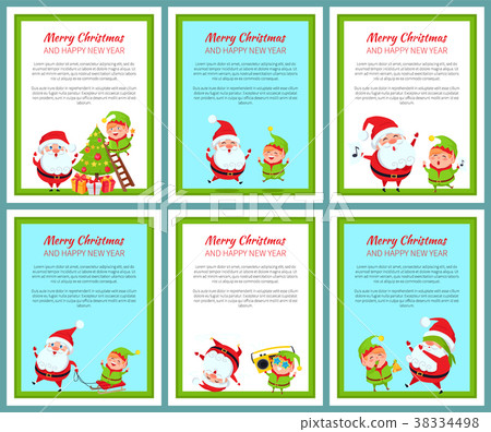 Six Merry Christmas and Happy New Year Banners 38334498
