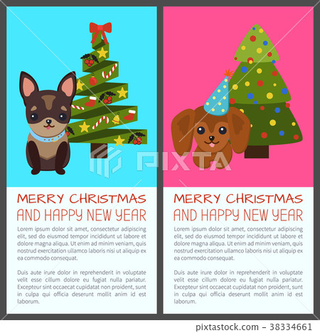 Merry Christmas with Dogs Vector Illustration Merry Christmas with Dogs Vector Illustration 38334661
