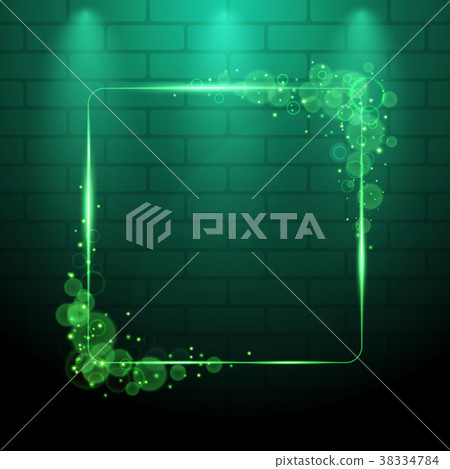 Shining green neon light frame design element-插圖素材 [38334784] - PIXTA圖庫