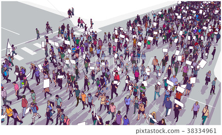 Illustration of crowd protesting for human rights Illustration of crowd protesting for human rights 38334961