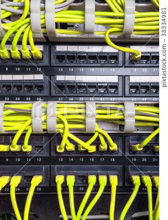 Yellow patch cord internet cables Yellow patch cord internet cables 38334981