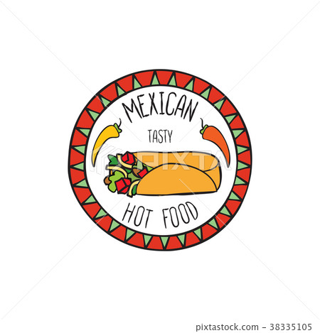 Mexican burrito food. Mexico sign. Fastfood icon. Mexican burrito food. Mexico sign. Fastfood icon. 38335105