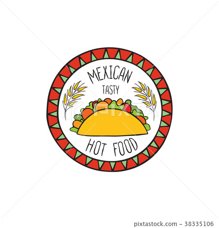 Mexican burrito food. Mexico sign. Fastfood icon. Mexican burrito food. Mexico sign. Fastfood icon. 38335106