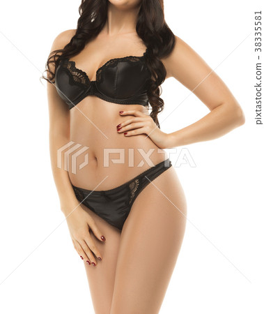 Portrait of beautiful fat woman in lingerie or 38335581