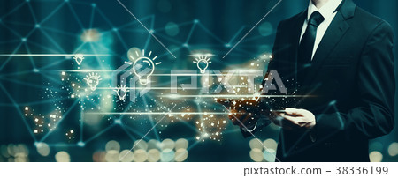 Litebulbs with businessman holding a tablet Litebulbs with businessman holding a tablet 38336199