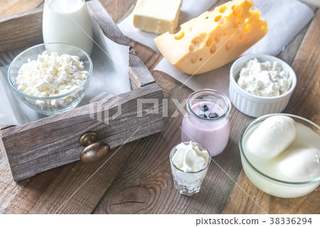 Assortment of dairy products Assortment of dairy products 38336294