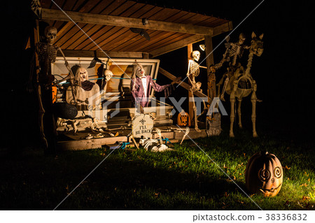 Halloween decorations outside at night 38336832