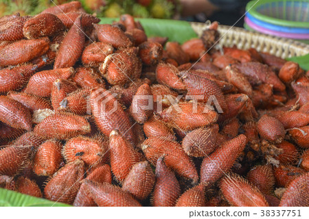 Salacca or Snake Fruit In the basket. Oval shape. Salacca or Snake Fruit In the basket. Oval shape. 38337751