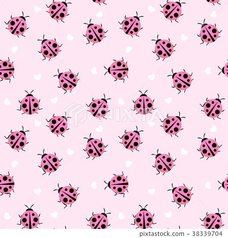 Cute Ladybug Seamless Pattern Background Vector - Stock Illustration ...