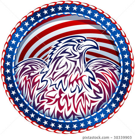 American eagle in the medal of the Stars and Stripes flag; The national symbol of the USA for a design of Independence Day; Eps8 38339903