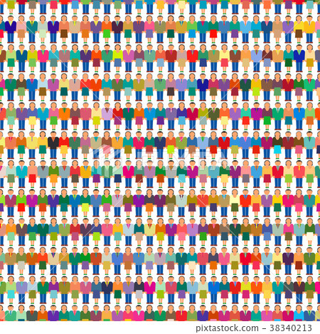 Large crowd of various people; Conceptual design; Multi-national background 38340213