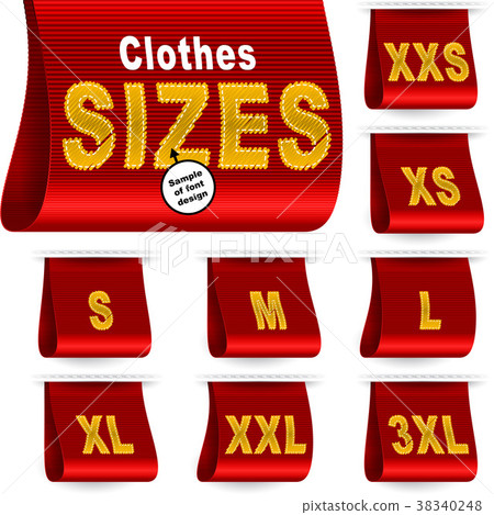 Clothes Size Label Marketing Tag Sticker Sewn Set 38340248