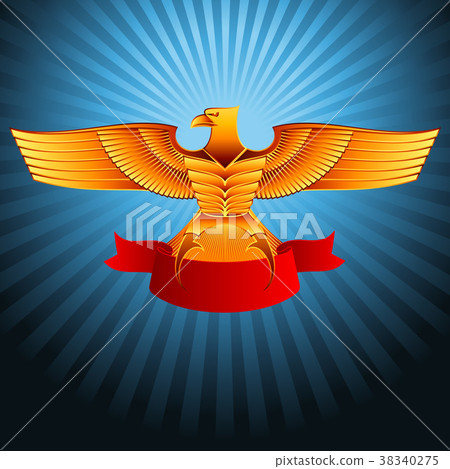 Gold metal eagle with a ribbon on a background; Eps8 Gold metal eagle with a ribbon on a background; Eps8 38340275