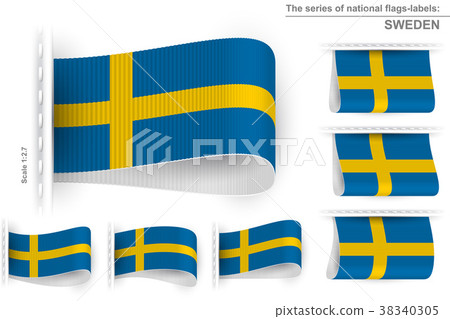 Flag Tag Clothes Label Sticker Sewn Set Sweden Flag Tag Clothes Label Sticker Sewn Set Sweden 38340305